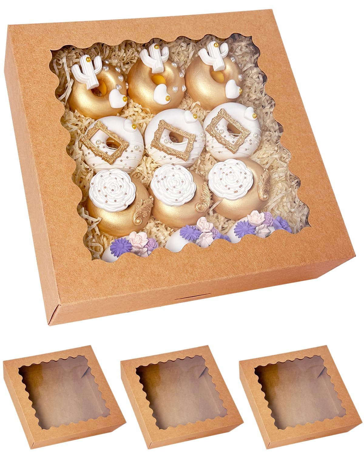 Logo Personalizzato Scatole Portatorte Marroni Pop-Up 20 Pezzi 12x12x3 Pollici con Finestra Facili da Assemblare Marchio Bianco Produttore