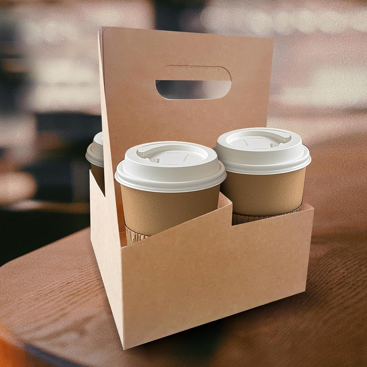 Logo Personalizzato Portabevande Caffè con Maniglia 4 Tazze 50 Pezzi Assemblabili dal Produttore Usa e Getta per Consegne Cibo Bevande Marchio Bianco