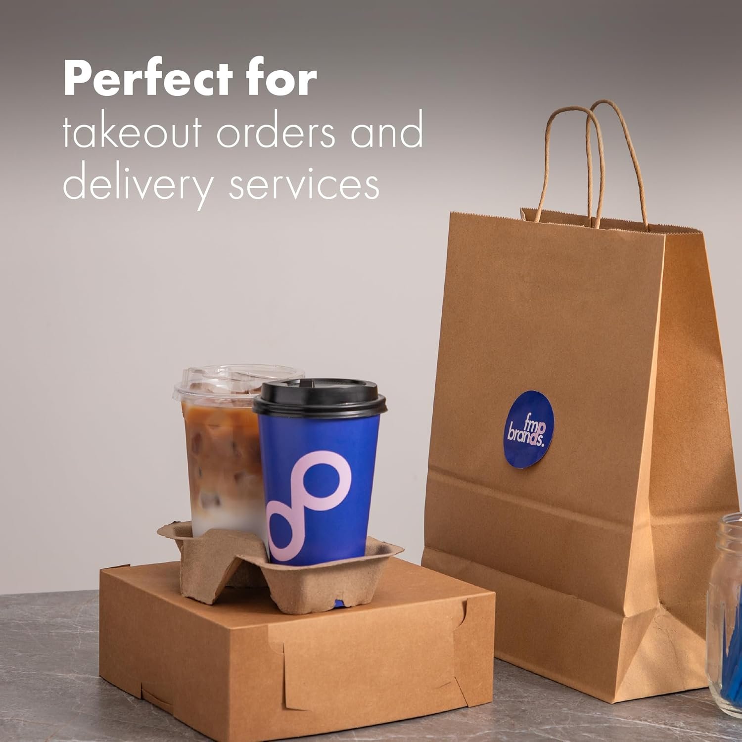 Marchio Bianco Portabevande Biodegradabili per 2 Tazze in Fibra di Polpa per Bevande Calde e Fredde Confezione da 100 con Logo Personalizzato Monouso per Consegne Uber Eats Caffè Fornitore