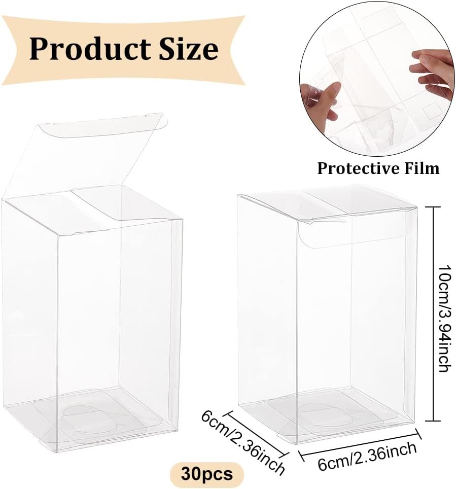 Marchio Bianco 30pz Scatole Trasparenti Plastica Copertura Film 2.3x2.3x4cm Bomboniere Matrimonio Festa Cioccolatini Caramelle Biscotti Regali Festa Mamma con Logo Personalizzato Fornitore