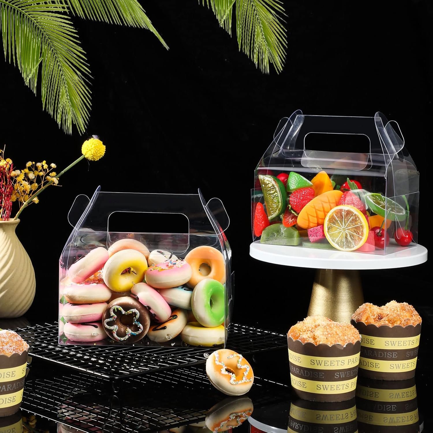 Fornitore Scatole Trasparenti a Coda di Rondine Confezione 50 Pezzi 16x9x8 cm Logo Personalizzato per Dolci Biscotti Bomboniere Feste Compleanni Baby Shower Matrimoni Marchio Bianco