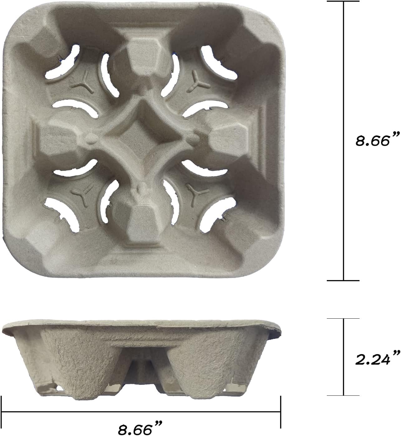 Produttore Portabevande per 4 Bicchieri Usa e Getta Vassoi Caffè da Asporto in Fibra di Polpa con Logo Personalizzato Confezione 100 Pezzi Marchio Bianco per Bevande Calde e Fredde