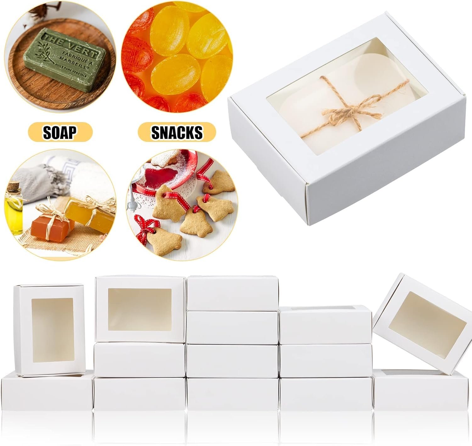 Logo Personalizzato 50 Pz Scatolette Mini Kraft con Finestra 8,5x6x3 cm per Sapone Fatto in Casa Marchio Bianco Scatole Carta Bianca all'Ingrosso Caramelle Biscotti Bomboniere Festa della Mamma Fornitore Logo Personalizzato 50 Pz Scatolette Mini Kraft con Finestra 8,5x6x3 cm per Sapone Fatto in Casa Marchio Bianco Scatole Carta Bianca all'Ingrosso Caramelle Biscotti Bomboniere Festa della Mamma Fornitore