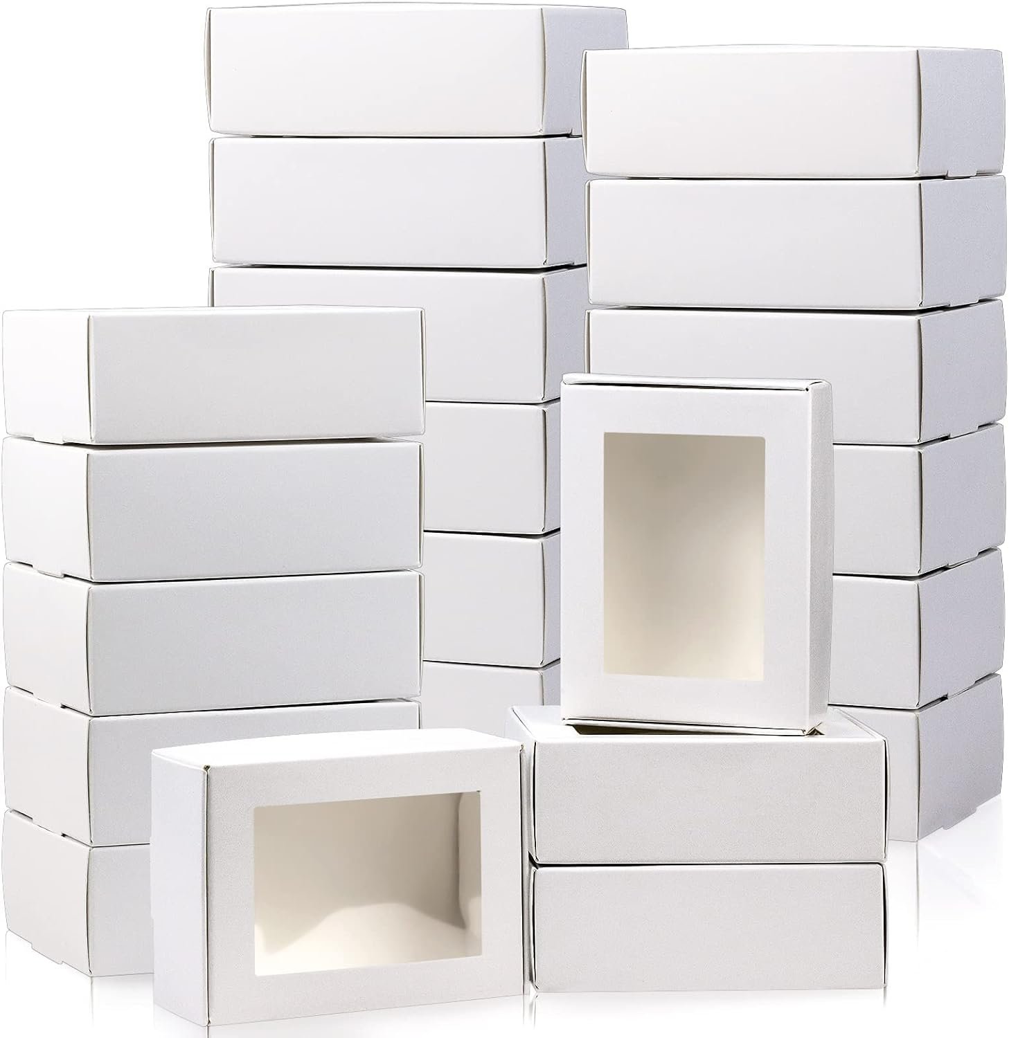 Logo Personalizzato 50 Pz Scatolette Mini Kraft con Finestra 8,5x6x3 cm per Sapone Fatto in Casa Marchio Bianco Scatole Carta Bianca all'Ingrosso Caramelle Biscotti Bomboniere Festa della Mamma Fornitore