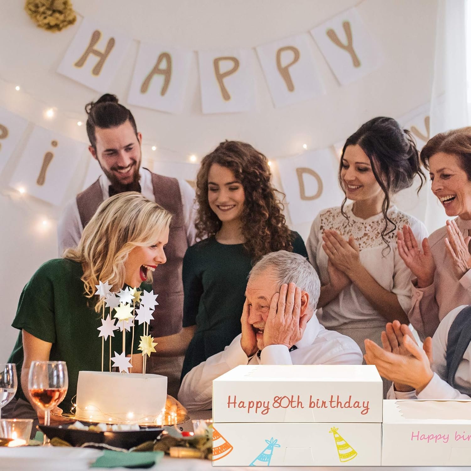 Marchio Bianco Scatole Pasticceria 30 pz 8x8x2.5 con Finestra con Logo Personalizzato Bianche per Biscotti Donuts Fragole Cioccolato Torte dal Fornitore