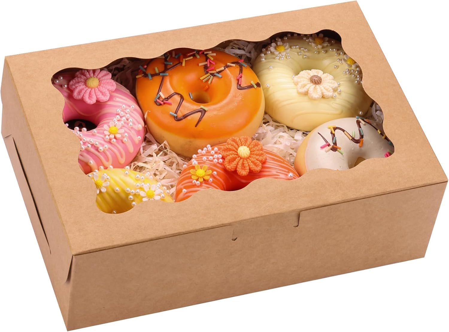 Fabbrica Scatole per Biscotti con Finestra e Logo Personalizzato 10 Pezzi 9x6x3 Pollici Marroni per Fragole Ricoperte di Cioccolato Caramelle Muffin Ciambelle Marchio Bianco