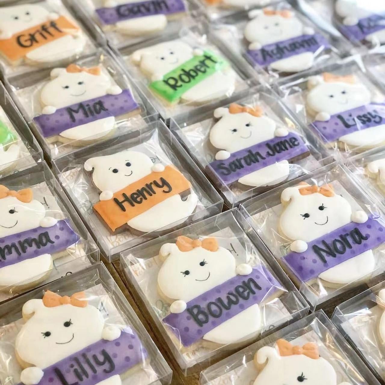 Produttore Confezione da 50 Scatole Trasparenti 10x10x3 cm per Biscotto Singolo con Finestra Completa in Plastica per Macaron Donut Dessert Feste Natale San Valentino con Logo Personalizzato Marchio Bianco