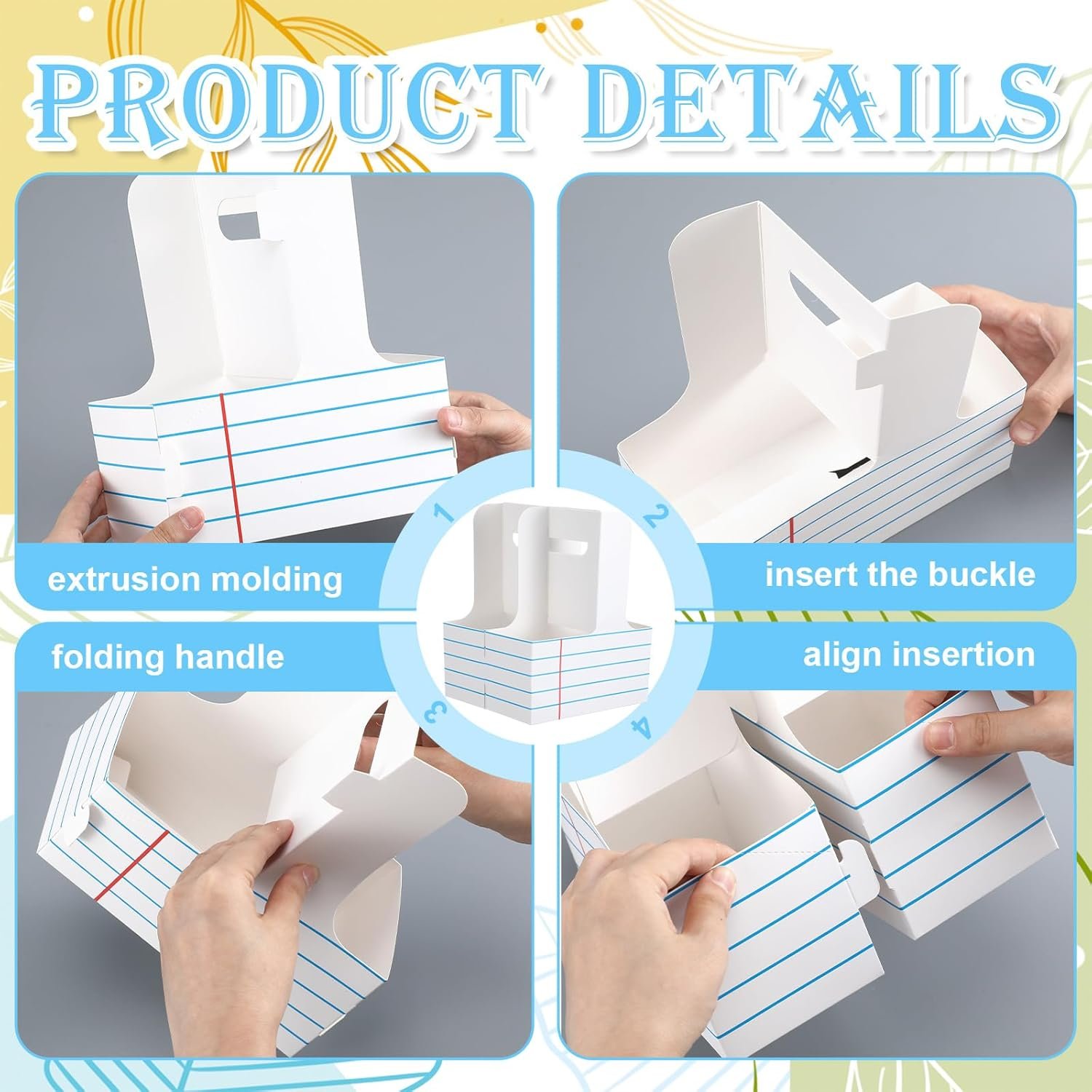 Marchio Bianco 24 Set Portabevande 2 Bicchieri con Manico Biglietto Ringraziamento Nastro Portabicchieri Usa e Getta Regali Apprezzamento Insegnanti Inizio Fine Anno Scolastico con Logo Personalizzato Bianco Righe Fornitore