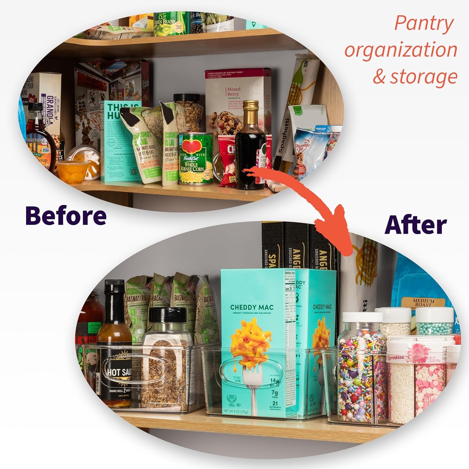Produttore di Contenitori in Plastica per Organizzazione Dispensa con Divisori Rimovibili – Marchio Bianco per Cucina Frigorifero e Armadietti con Logo Personalizzato (2 Pezzi)