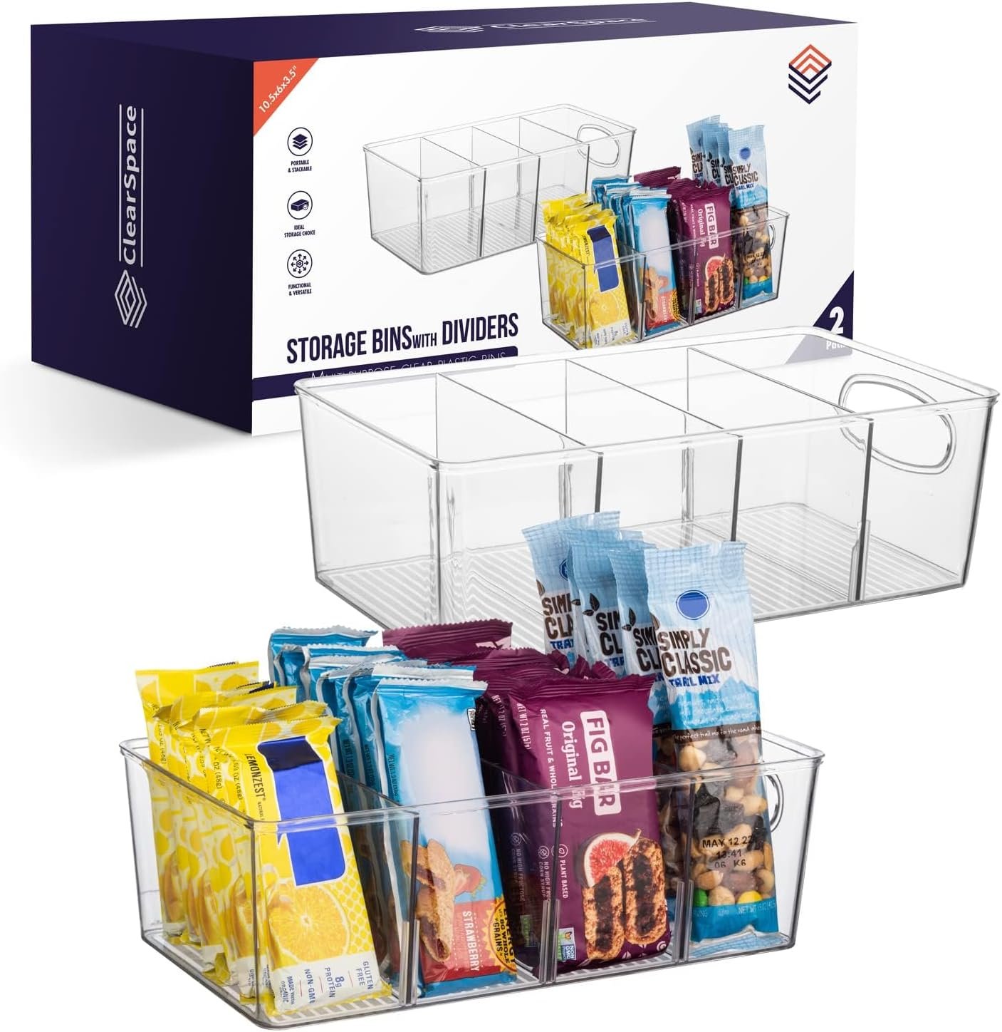 Produttore di Contenitori in Plastica per Organizzazione Dispensa con Divisori Rimovibili – Marchio Bianco per Cucina Frigorifero e Armadietti con Logo Personalizzato (2 Pezzi)
