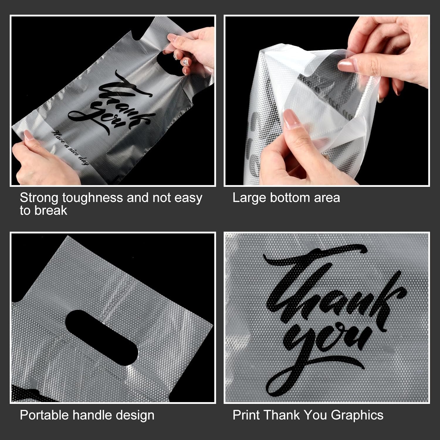 Logo Personalizzato Portabicchieri Trasparenti con Maniglia Thank You 500 Pz Monobicchiere per Delivery Asporto Bevande Bar Ristoranti Pasticcerie Marchio Bianco Produttore
