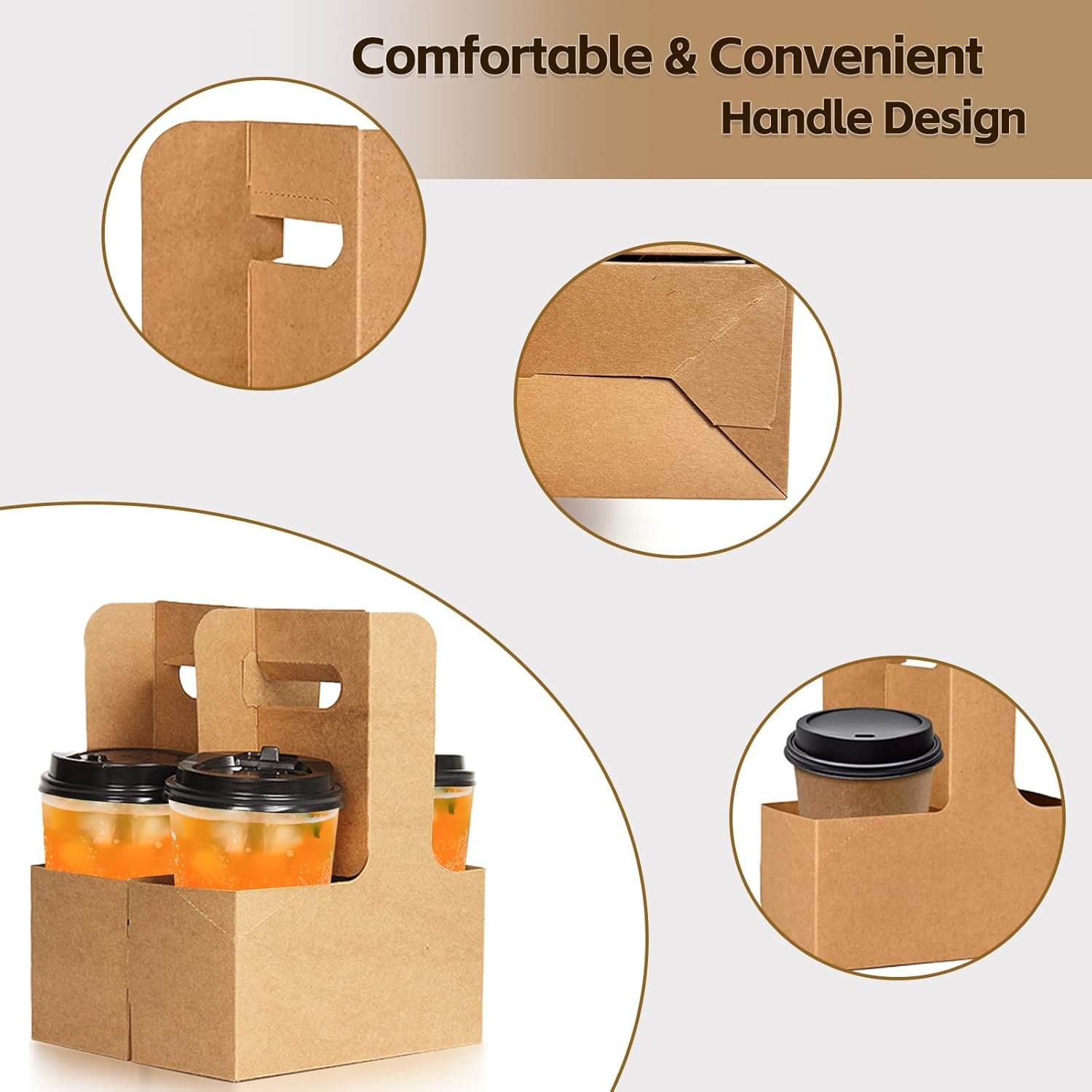Marchio Bianco Portatazza Kraft per 2 Tazze con Manico Confezione da 50, Portabicchieri Cartone Monouso per 2 o 4 Tazze Logo Personalizzato per Bevande Calde o Fredde Asporto Delivery Caffè dal Produttore