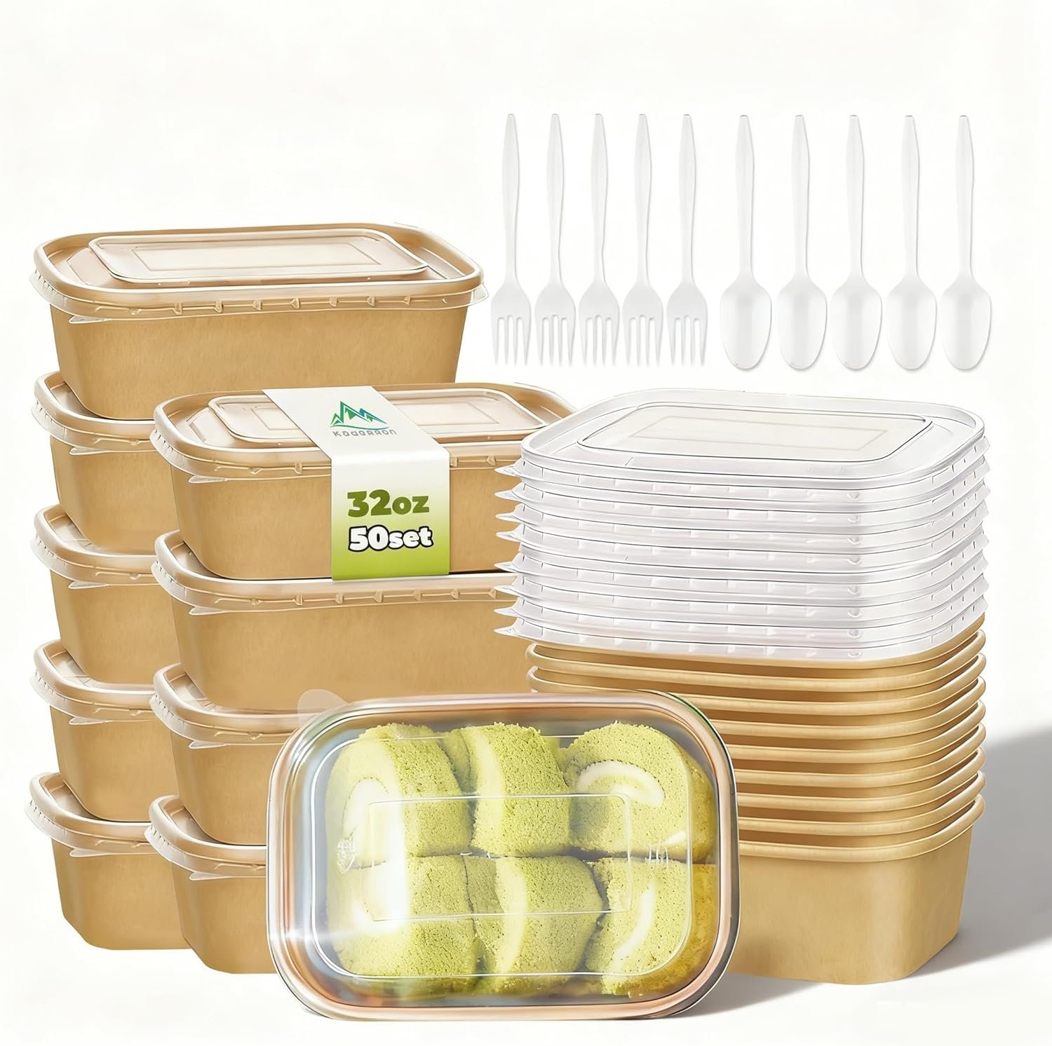 Marchio Bianco Ciotole di Carta 32 OZ con Coperchi Cucchiai Forchette Confezione 50 dal Produttore Resistenti Monouso per Feste Anti-Impregnazione Adatte Microonde Caldo Freddo Logo Personalizzato