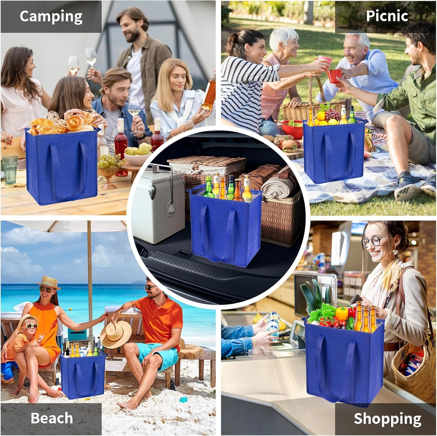 Logo Personalizzato Borse Termiche Isolate con Chiusura Lampo per Alimenti Congelati Spesa Viaggi Produttore Marchio Bianco