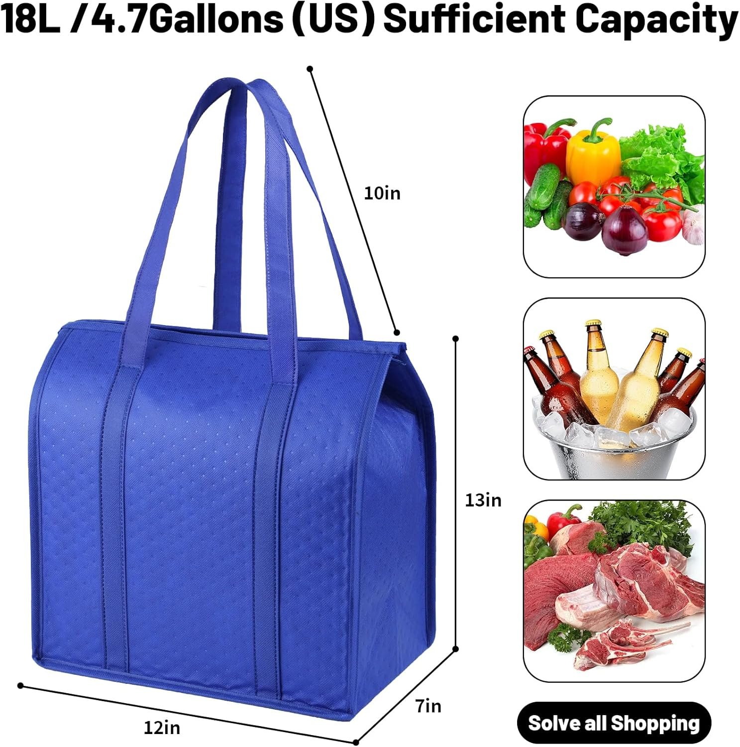 Logo Personalizzato Borse Termiche Isolate con Chiusura Lampo per Alimenti Congelati Spesa Viaggi Produttore Marchio Bianco