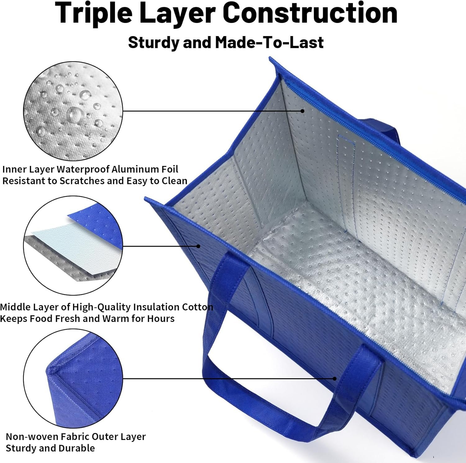 Logo Personalizzato Borse Termiche Isolate con Chiusura Lampo per Alimenti Congelati Spesa Viaggi Produttore Marchio Bianco