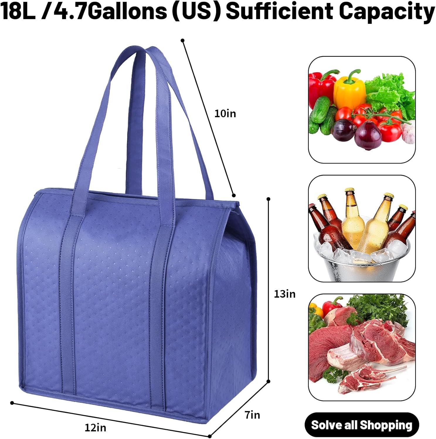 Fornitore Borse Termiche Isolate con Cerniera e Logo Personalizzato per Alimenti Surgelati Spesa Viaggi Tote Frigo Marchio Bianco