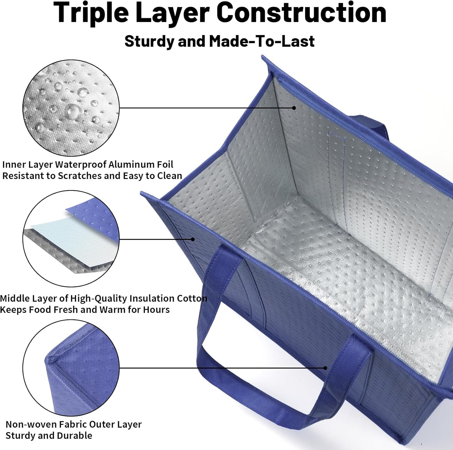 Fornitore Borse Termiche Isolate con Cerniera e Logo Personalizzato per Alimenti Surgelati Spesa Viaggi Tote Frigo Marchio Bianco