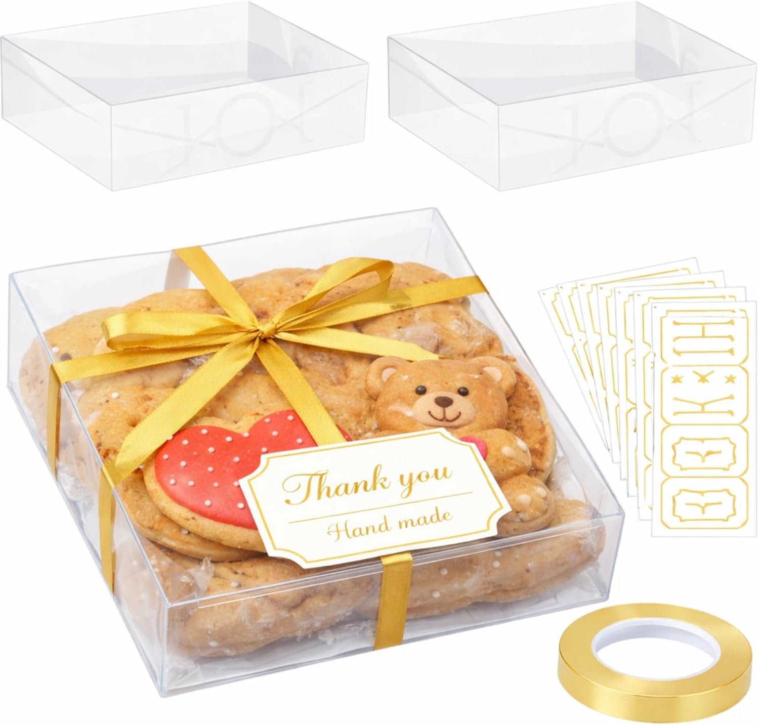 Fornitore di Scatole Trasparenti Monoporzione con Logo Personalizzato 35 pz 4 x 4 x 1.2 pollici per Biscotti Macarons Brownies Donuts Caramelle Cioccolato Bomboniere Festa Sposa Matrimonio San Valentino Marchio Bianco