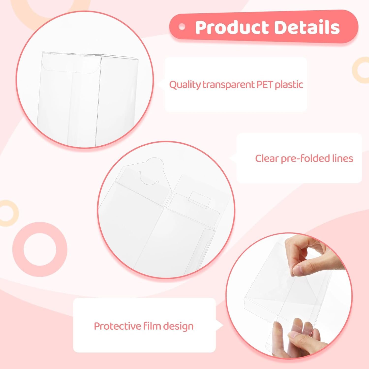 Marchio Bianco 100 pz Scatole Regalo Trasparenti PET 2 x 2 x 6 Pollici Rettangolari Vuote per Caramelle Snack Macaron con Logo Personalizzato dal Produttore