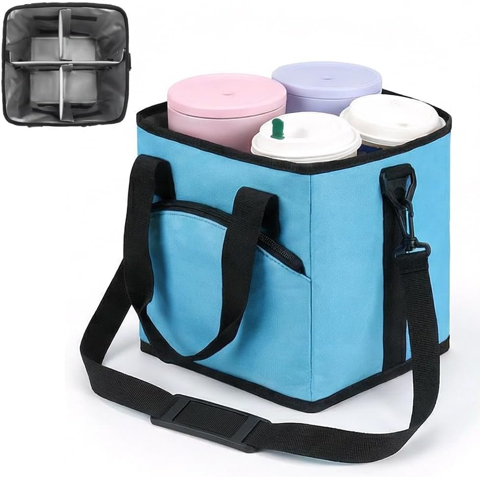 Logo Personalizzato Borsa Portabevande a 4 Scomparti per Famiglia Riutilizzabile Termica con Maniglia Ripieghevole, Base Anti-Sversamento Divisori Regolabili Tracolla dal Fornitore Marchio Bianco