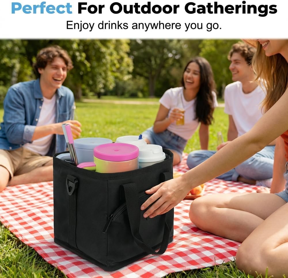 Fornitore Borsa Portabevande 4 Scomparti Formato Famiglia con Logo Personalizzato Isolante Riutilizzabile Collassabile Base Antiversamento Divisori Regolabili Tracolla Marchio Bianco