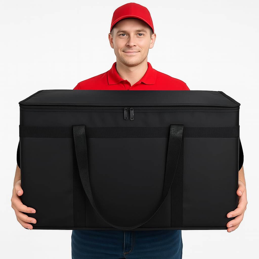 Marchio Bianco Borsa Termica XXXL per Consegna Pizza Isolante Cibi Caldi Freddi Commerciale Grande Capacità Riutilizzabile Catering Rideshare con Logo Personalizzato dal Fornitore Nero 1Pz Marchio Bianco Borsa Termica XXXL per Consegna Pizza Isolante Cibi Caldi Freddi Commerciale Grande Capacità Riutilizzabile Catering Rideshare con Logo Personalizzato dal Fornitore Nero 1Pz