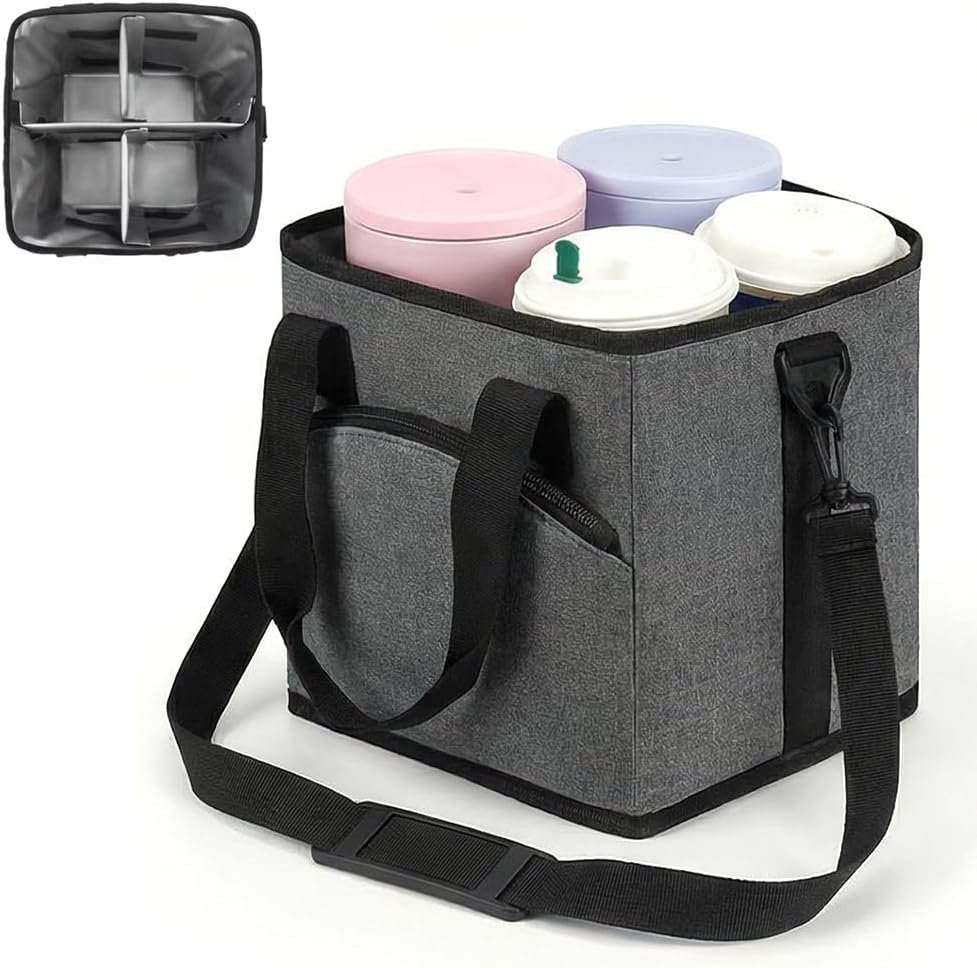 Fornitore di Borse Portabevande a 4 Scomparti per Famiglia Riutilizzabili Isolate con Maniglia Collassabili con Logo Personalizzato Base Antiversamento Divisori Regolabili Tracolla Portatile Marchio Bianco
