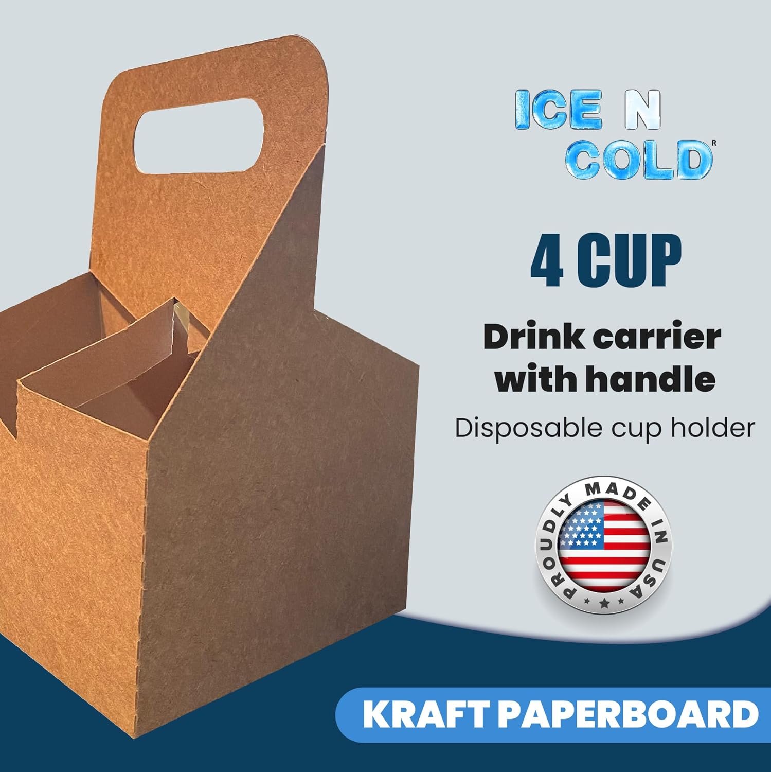 Logo Personalizzato Portabevande per 4 Bicchieri con Maniglia Cartone Kraft Monouso Bevande Calde o Fredde Delivery Cibo dal Produttore Marchio Bianco (10)
