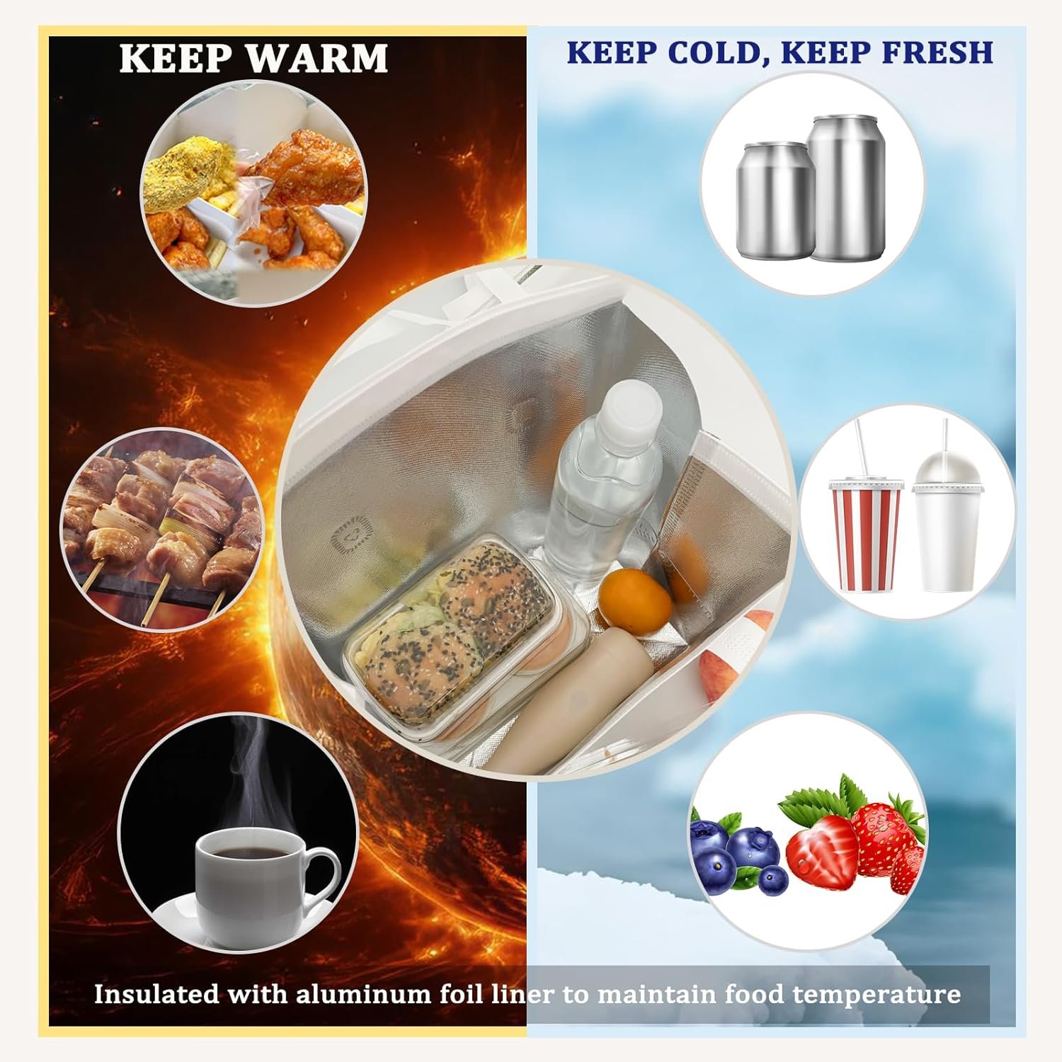 Marchio Bianco Borse Isotermiche Bianche Monouso 12 pz per Asporto Pranzo Spesa Caffè Tè al Latte Bevande Calde Fredde Cibo Fresco con Logo Personalizzato Fornitore