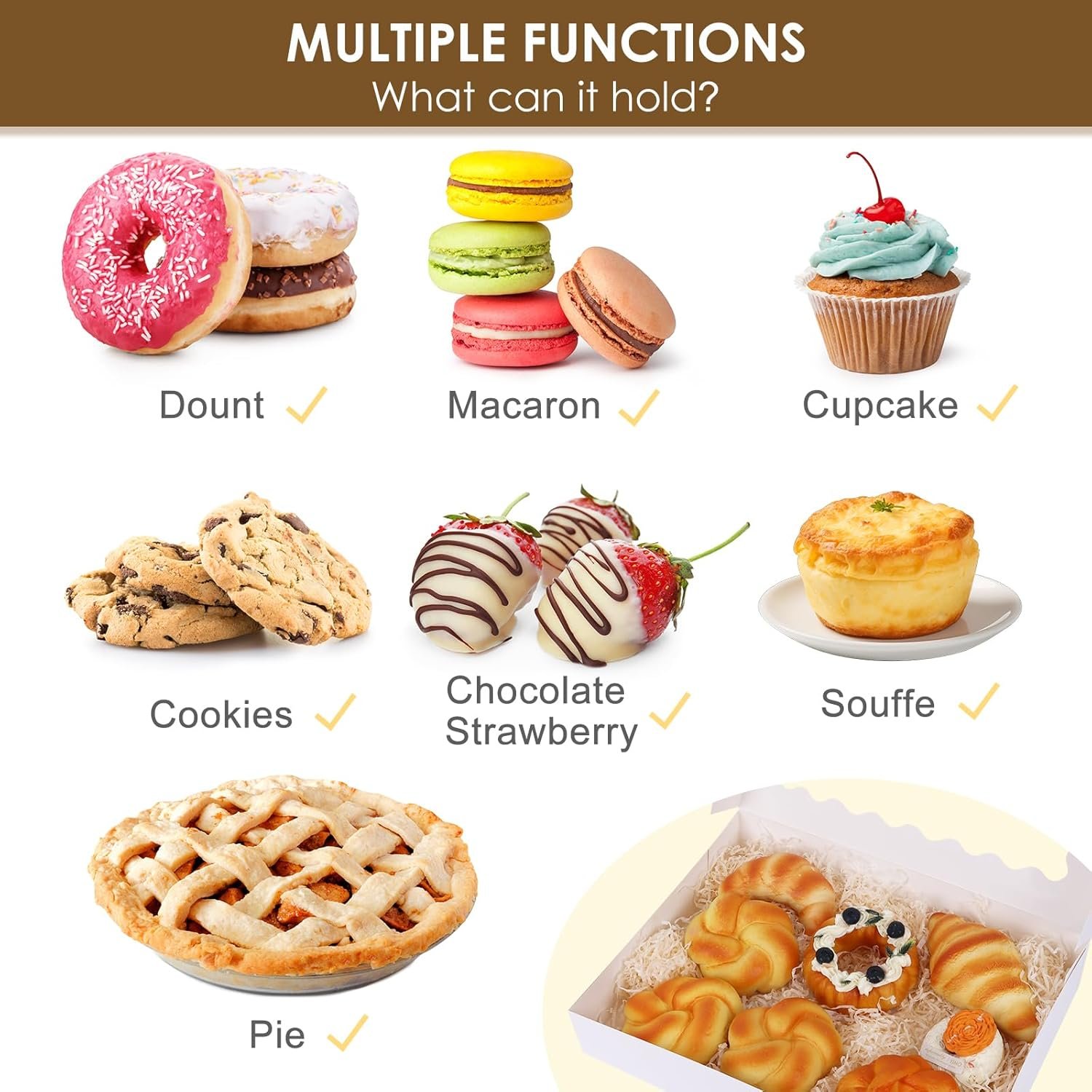 Produttore Scatole da Pasticceria con Finestra 60 pz 14x10x2.5 pollici per Ciambelle Crostate Torte Muffins Pasticceria Marchio Bianco con Logo Personalizzato