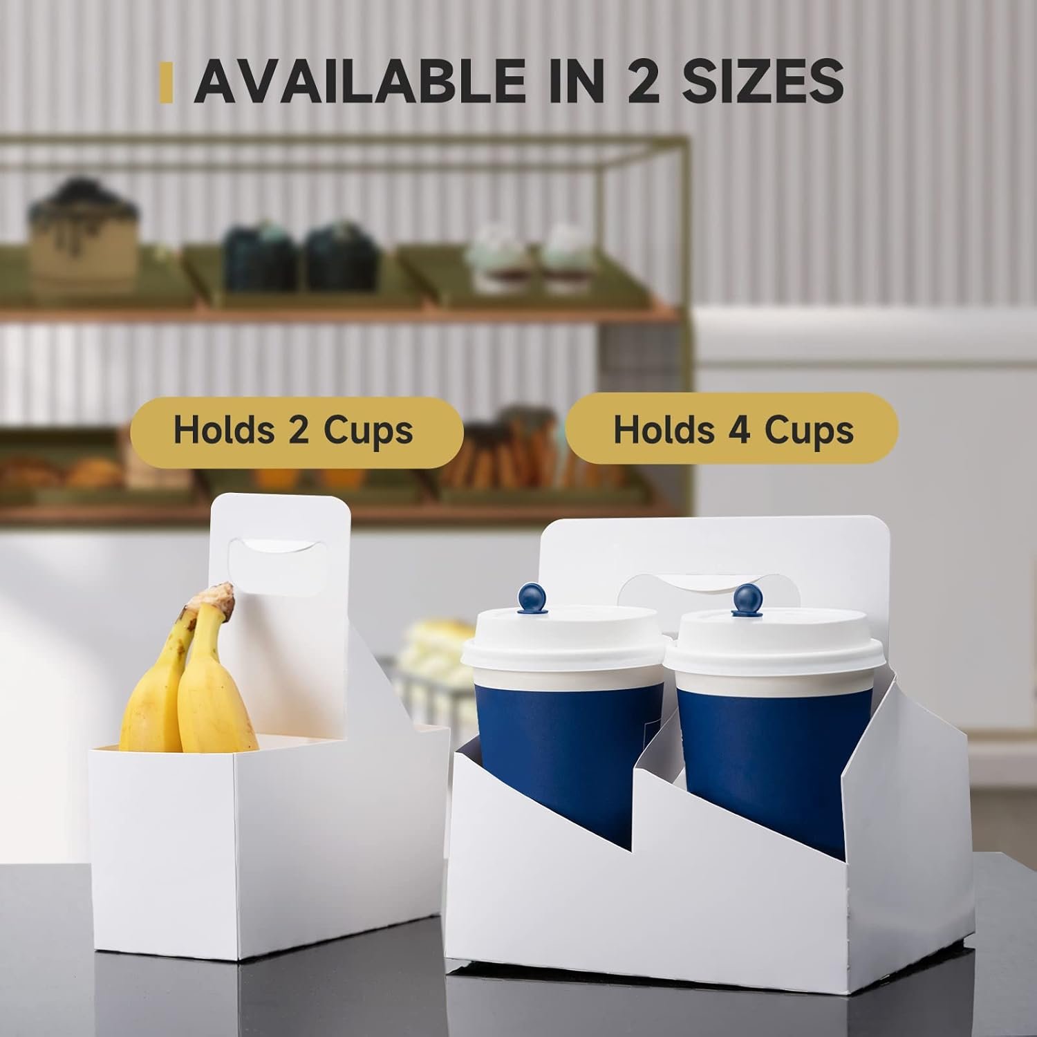 Marchio Bianco Portabevande 4 Bicchieri con Maniglia Cartone Kraft Confezione da 30 Monouso per Bevande 12-32 OZ Asporto Caffè Ristoranti con Logo Personalizzato dal Fornitore