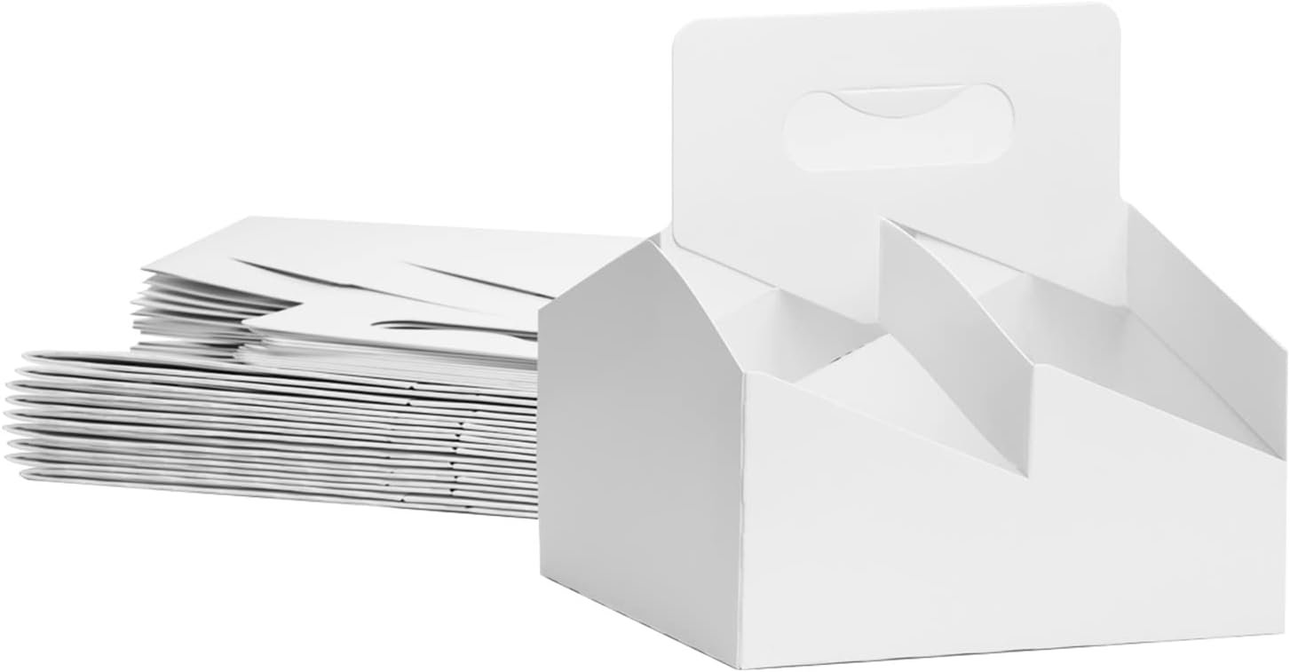 Marchio Bianco Portabevande 4 Bicchieri con Maniglia Cartone Kraft Confezione da 30 Monouso per Bevande 12-32 OZ Asporto Caffè Ristoranti con Logo Personalizzato dal Fornitore