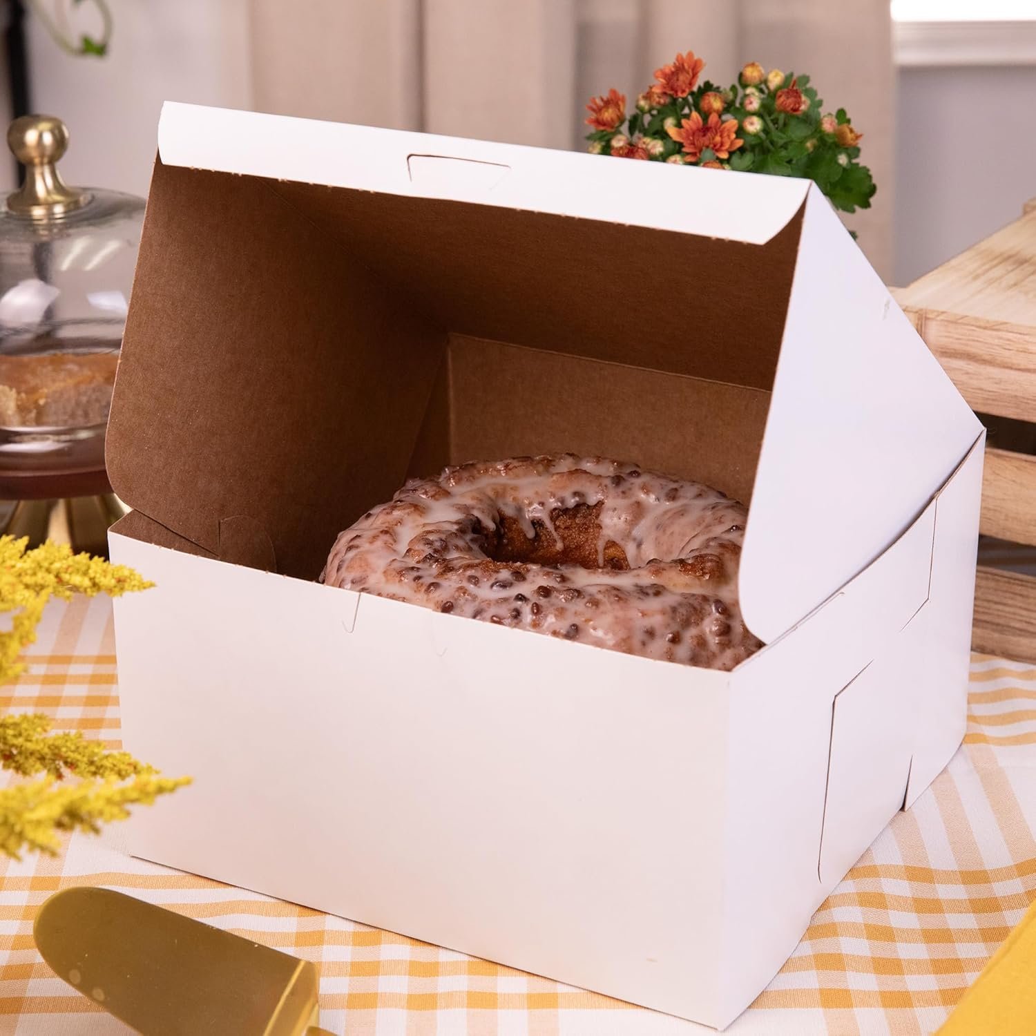 Logo Personalizzato Scatole Pasticceria Bianche Riciclabili Senza Finestra ad Angolo con Chiusura Professionali per Torte Biscotti Marchio Bianco 10