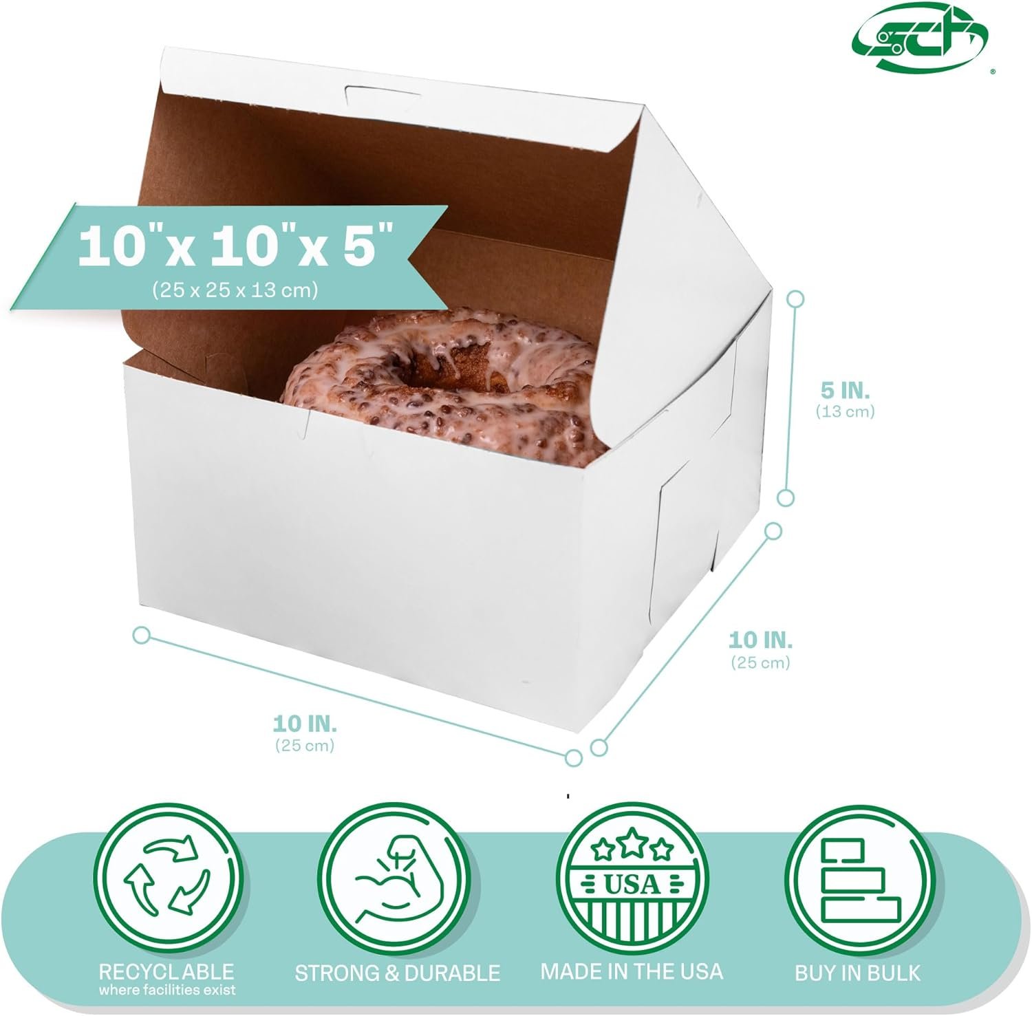 Logo Personalizzato Scatole Pasticceria Bianche Riciclabili Senza Finestra ad Angolo con Chiusura Professionali per Torte Biscotti Marchio Bianco 10