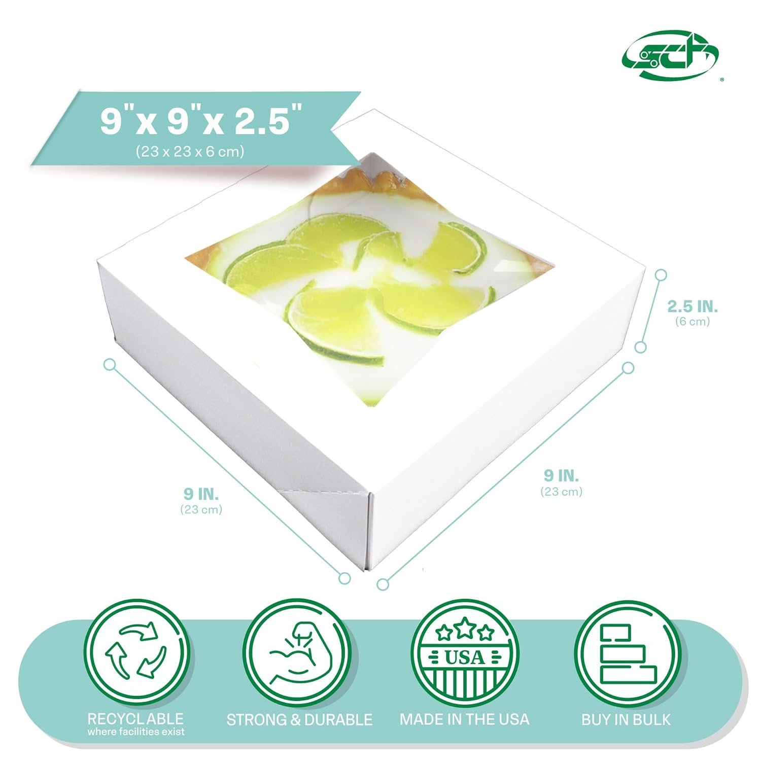 Logo Personalizzato Scatola Pasticceria Finestra Bianca 9x9x2.5 Confezione da 200 Marchio Bianco Auto Pop-up per Torte Donuts Pasticcini Coperchio Trasparente del Produttore