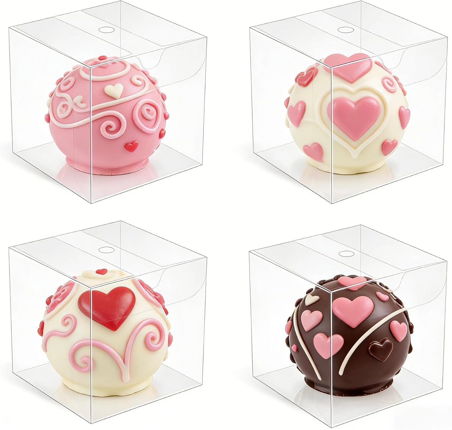 Marchio Bianco Scatole Trasparenti Bomboniere 50pz 3x3x3 Pollici con Logo Personalizzato per Bombe Cioccolato Cupcake Macaron Compleanno Matrimonio Festa Fornitore