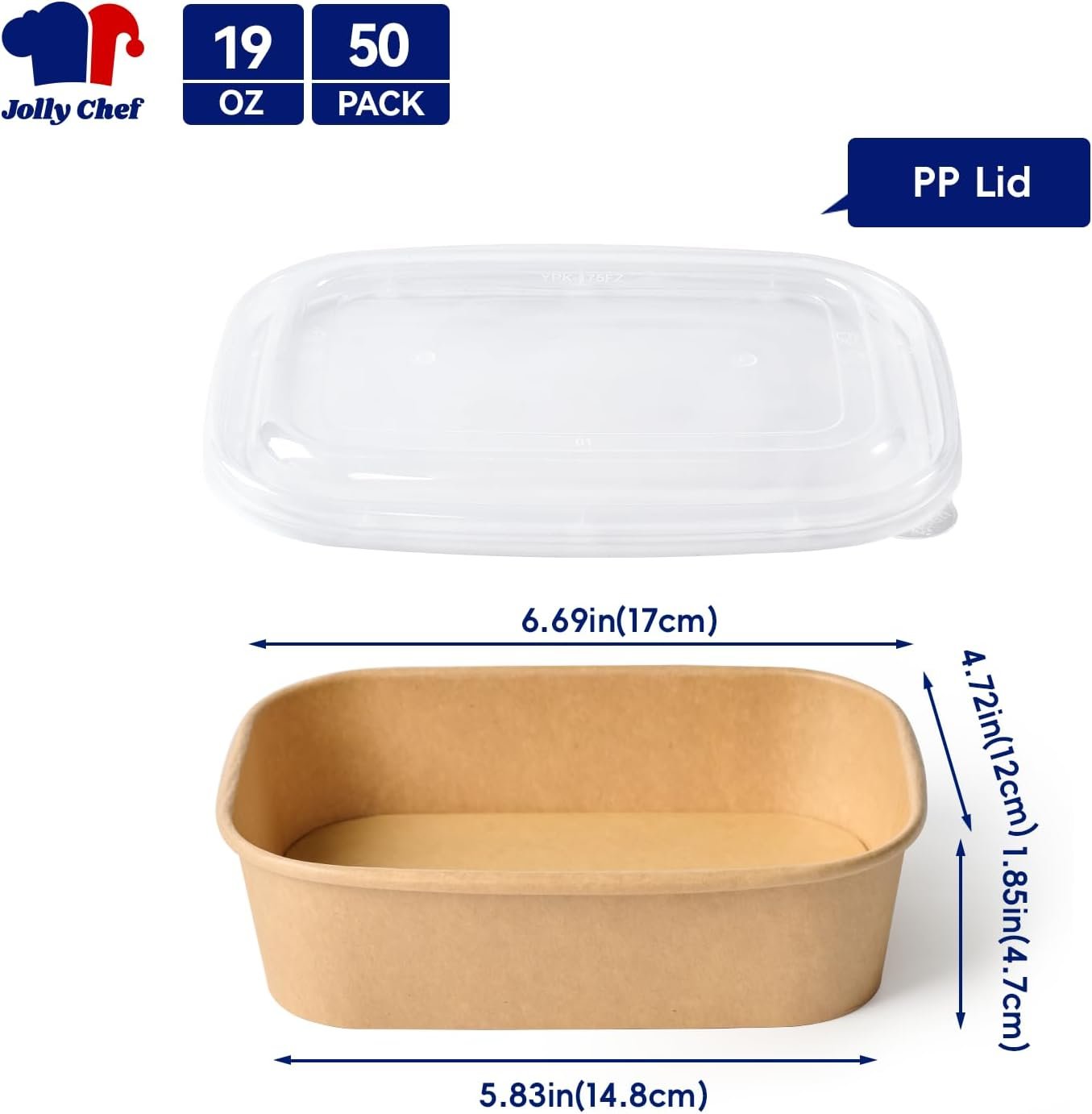 Marchio Bianco: Confezione da 50 Contenitori Rettangolari in Carta per Alimenti 19 oz con Coperchi Monouso, Logo Personalizzato per Preparazione Pasti Ringraziamento Natale Feste dal Produttore