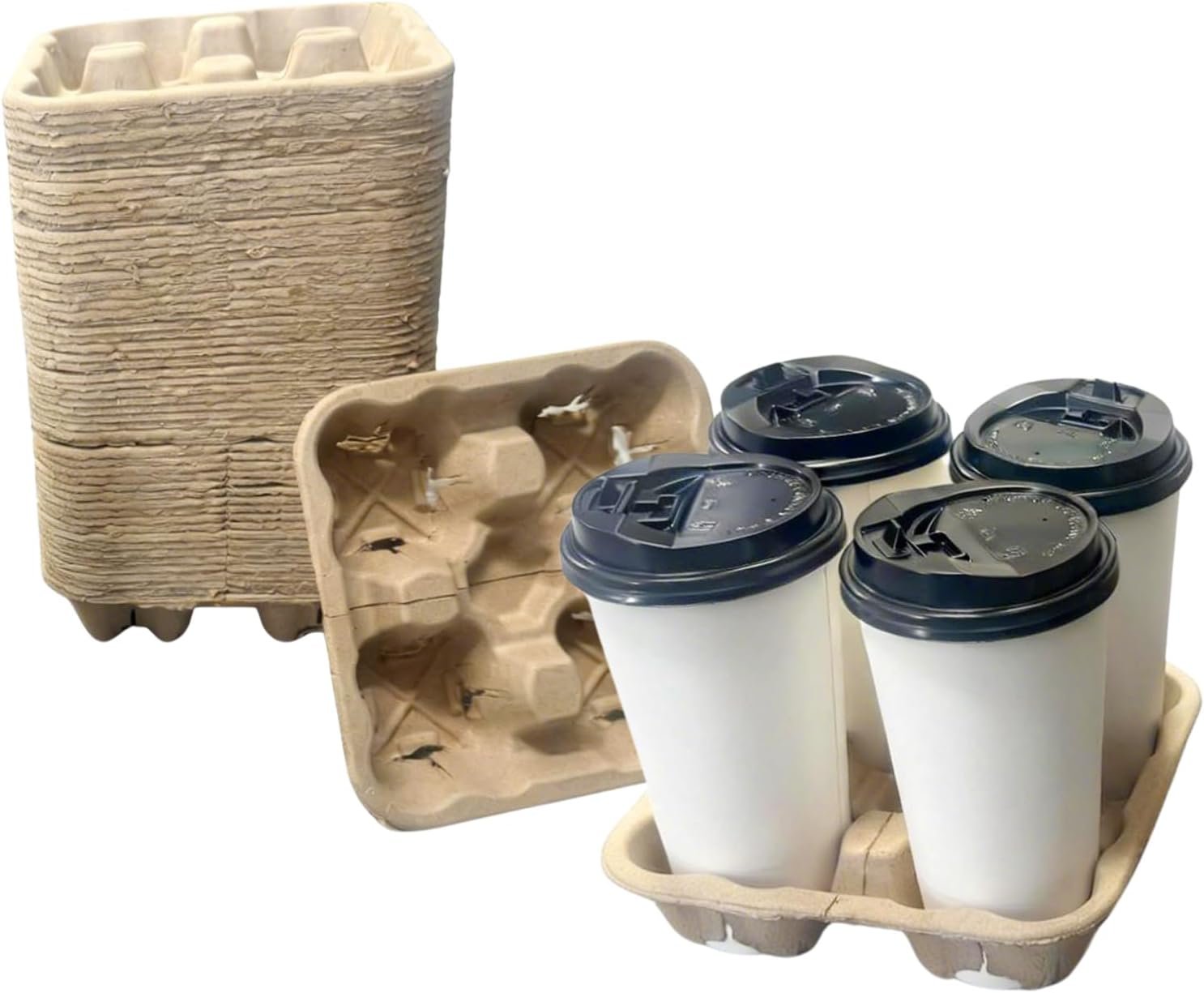 Marchio Bianco Vassoio Portabevande Monouso Strappabile da 4 a 2 Confezione 50 in Fibra di Polpa per Tazze 8-32 oz Takeout Caldo Freddo con Logo Personalizzato dal Produttore