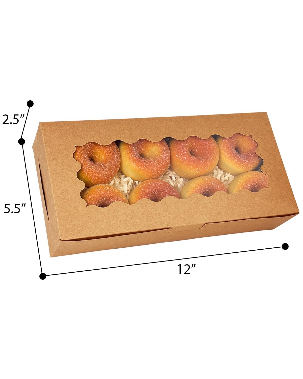 Marchio Bianco 50 Confezioni Scatole per Biscotti Marrone con Finestra 12x5.5x2.5 Pollici Logo Personalizzato per Pasticceria Biscotti Panetteria Fornitore