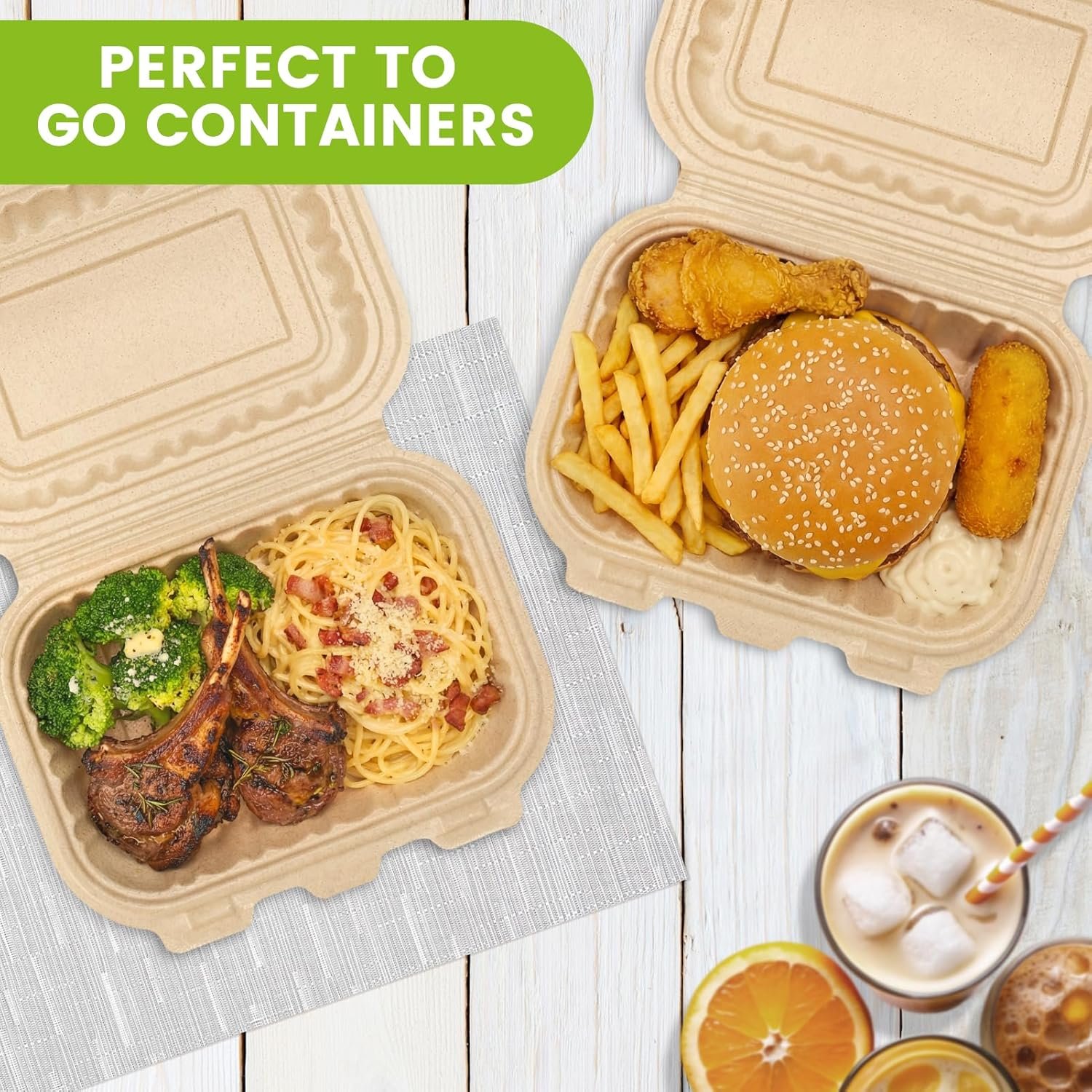 Logo Personalizzato Contenitori per Alimenti a Conchiglia con Coperchi Confezione da 50 26oz Scatole Asporto Monouso dal Produttore in Lolla di Riso Naturale Resistenti per Pasta Insalata Sandwich Adatti Microonde Congelatore Marchio Bianco