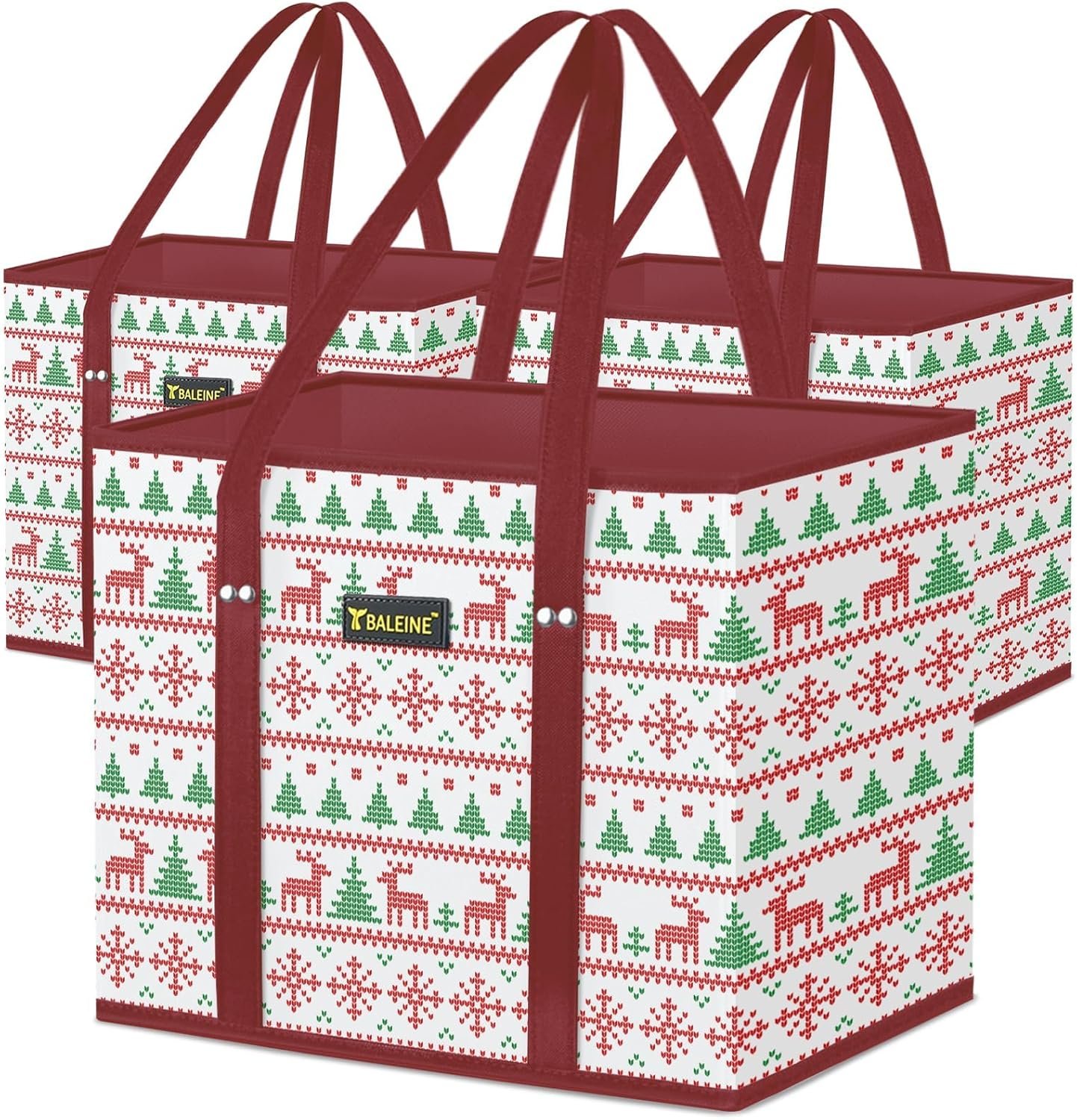 Fornitore Borse Spesa Riutilizzabili Pieghevoli 3pz con Logo Personalizzato Fondo Rinforzato Manici Marchio Bianco Renne