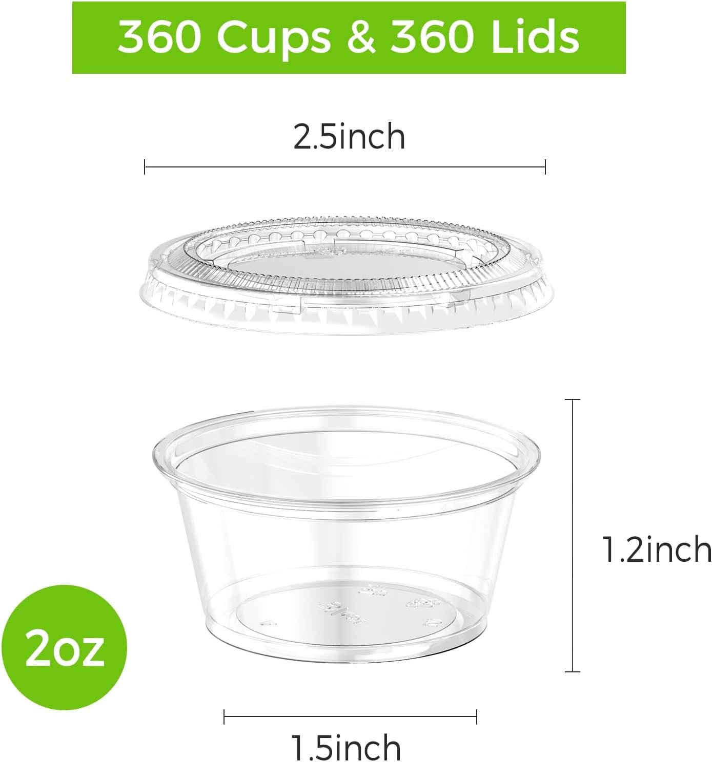 Logo Personalizzato Set da 360 Coppette Jello Shot 2 oz con Coperchi Resistenti Sicure Alimenti Plastica Monouso per Porzioni Condimenti Salse Dipping Marchio Bianco Fornitore