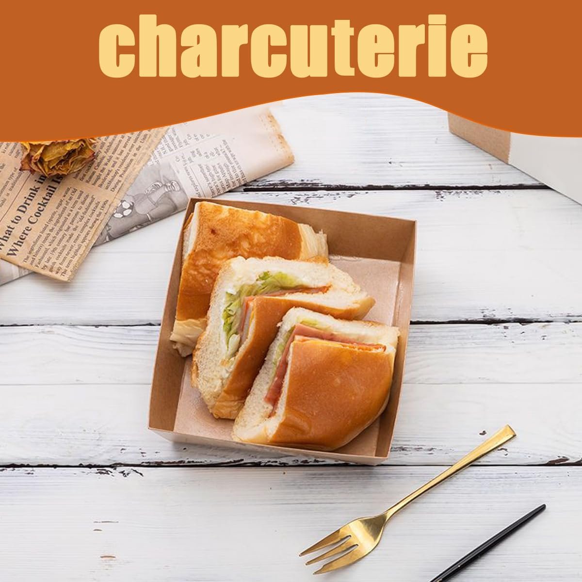 Marchio Bianco Confezione da 100 Scatole per Charcuterie Coperchi Trasparenti Ecologiche Portatili Ermetiche con Logo Personalizzato 50 Marroni 50 Bianche Rettangolari Fornitore