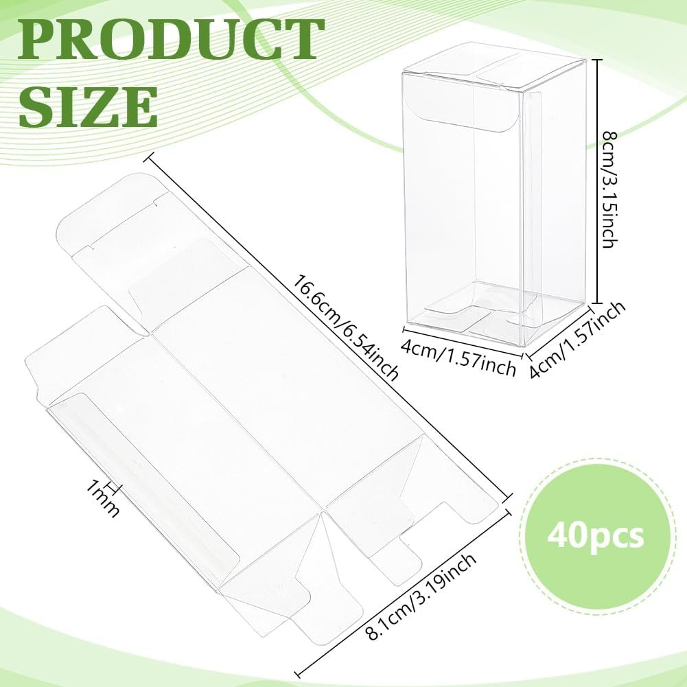 Marchio Bianco Scatole Bomboniere Trasparenti Rettangolari PVC con Pellicola 40 Pz 1.5x1.5x3 Inch per Matrimoni Feste Confetti Cupcakes con Logo Personalizzato dal Produttore
