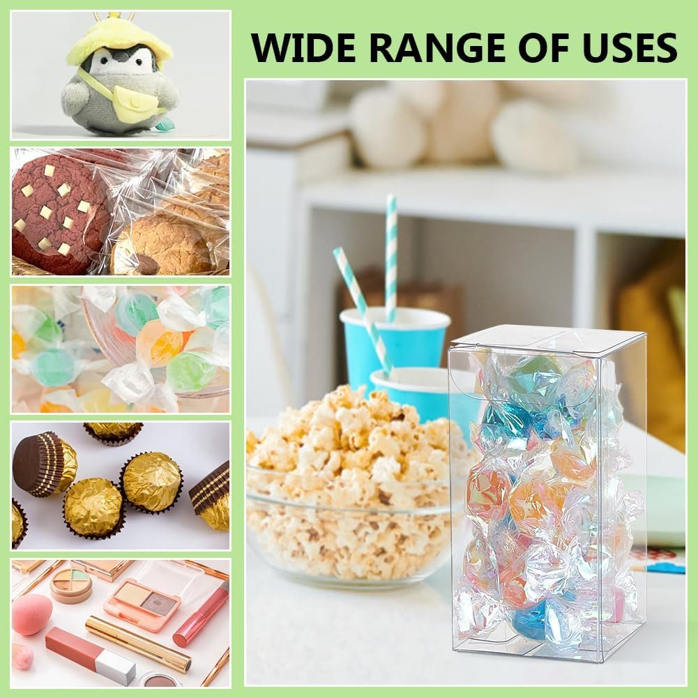 Marchio Bianco Scatole Bomboniere Trasparenti Rettangolari PVC con Pellicola 40 Pz 1.5x1.5x3 Inch per Matrimoni Feste Confetti Cupcakes con Logo Personalizzato dal Produttore