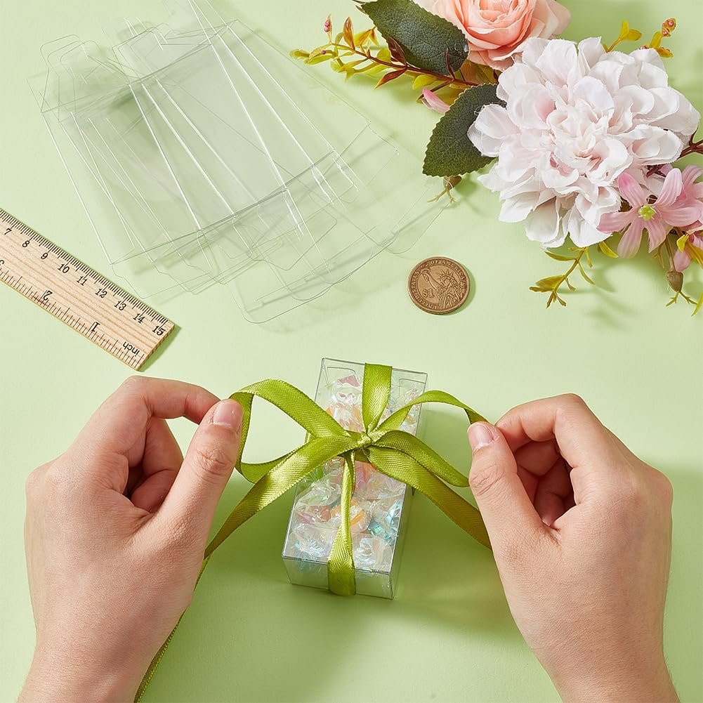 Marchio Bianco Scatole Bomboniere Trasparenti Rettangolari PVC con Pellicola 40 Pz 1.5x1.5x3 Inch per Matrimoni Feste Confetti Cupcakes con Logo Personalizzato dal Produttore