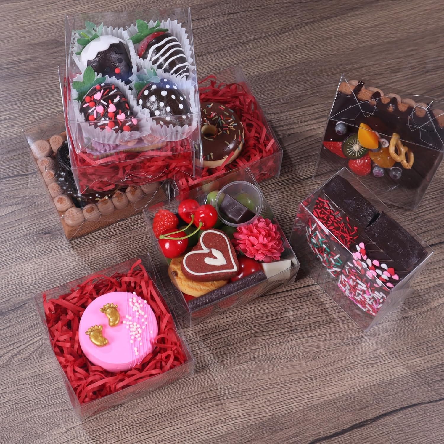 Logo Personalizzato 40 pz Scatole Trasparenti 4x4x2 Pollici Marchio Bianco per Pasticceria Biscotti Cioccolato e Bomboniere Matrimonio dal Produttore