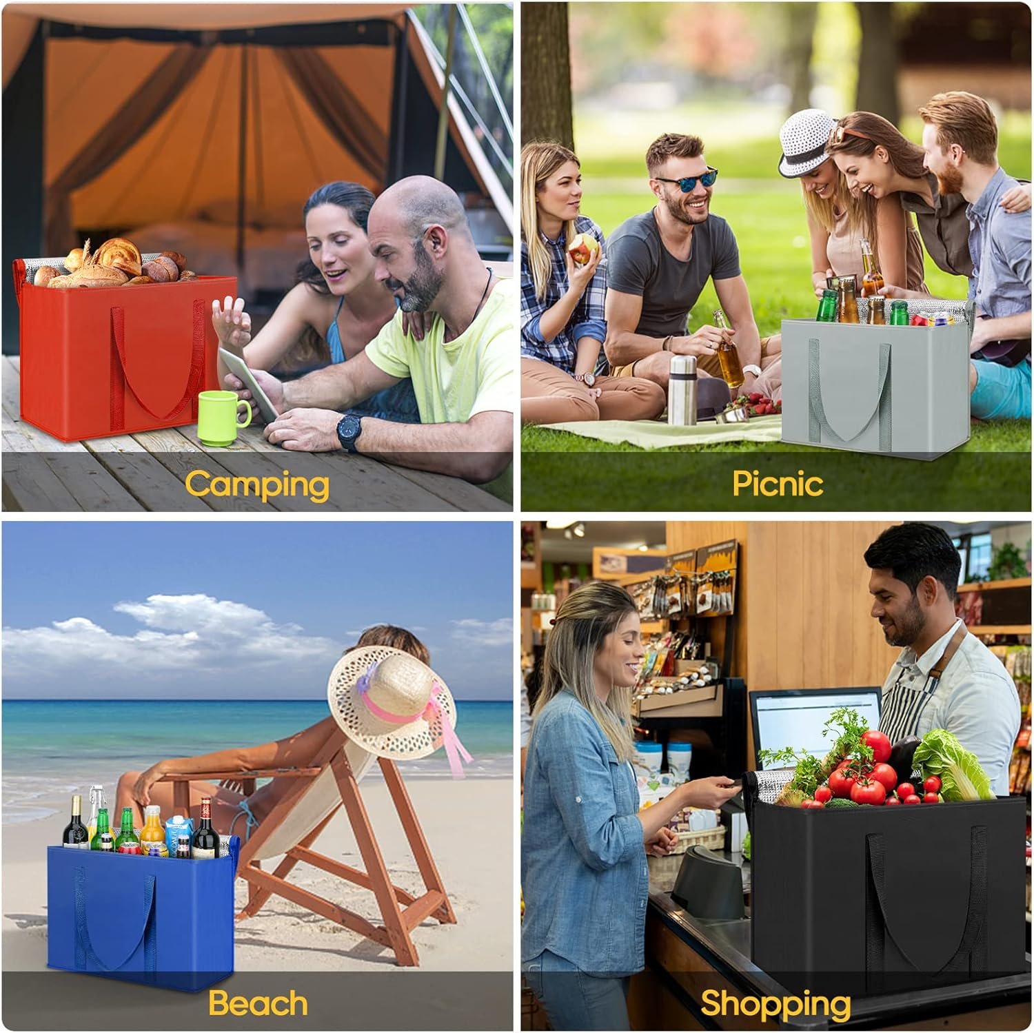 Logo Personalizzato 2Pz Borse Isotherme Riutilizzabili per la Spesa Pieghevoli, Borsa Frigo Grande Robusta a Marchio Bianco (16''x9''x13'', Spring Stroll) del Fornitore