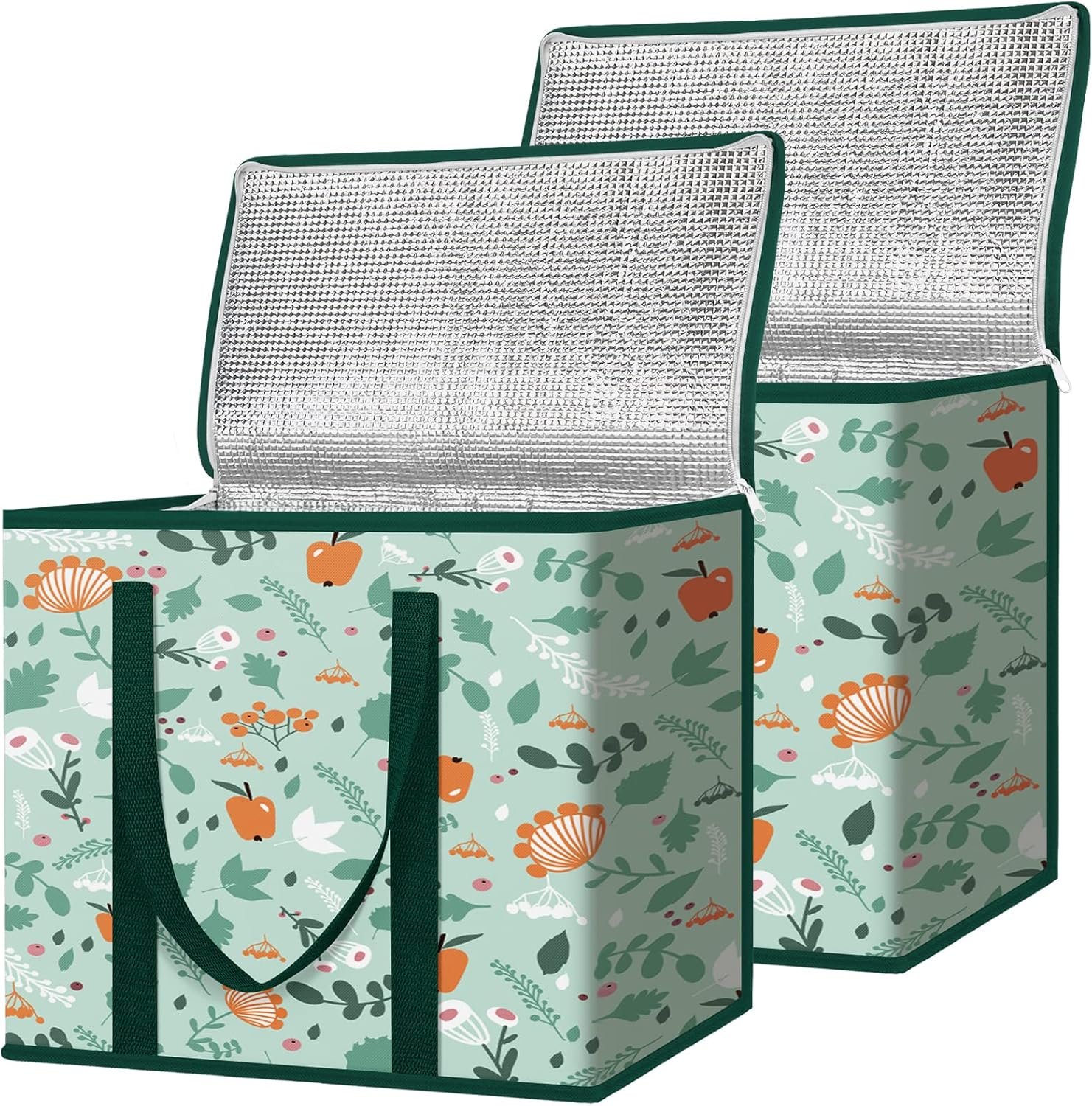 Logo Personalizzato 2Pz Borse Isotherme Riutilizzabili per la Spesa Pieghevoli, Borsa Frigo Grande Robusta a Marchio Bianco (16''x9''x13'', Spring Stroll) del Fornitore